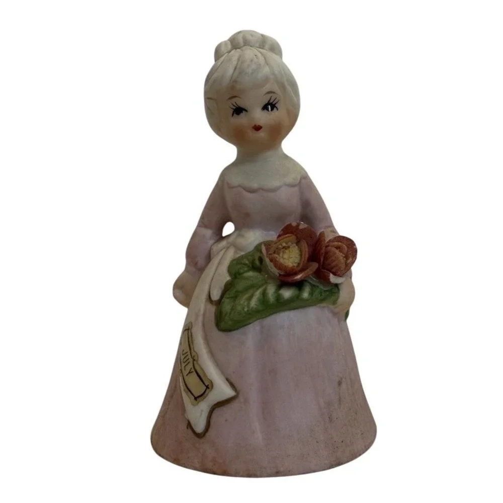 July Birthstone Flower Figurine Porcelain Lady Vintage Roses Gift‎
